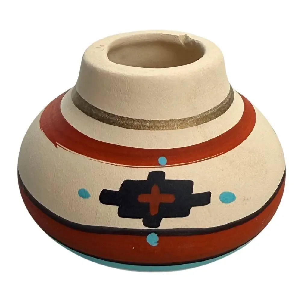 Vintage TESA Maack Co Mini Pottery Bud Vase Kokopelli Southwestern Hand Painted
